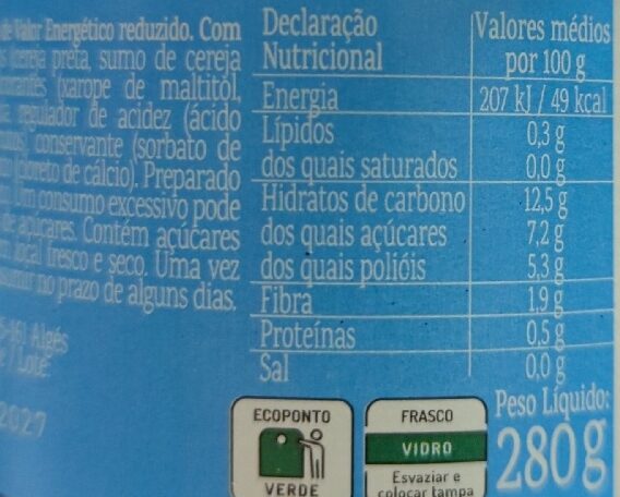 Foto da tabela nutricional