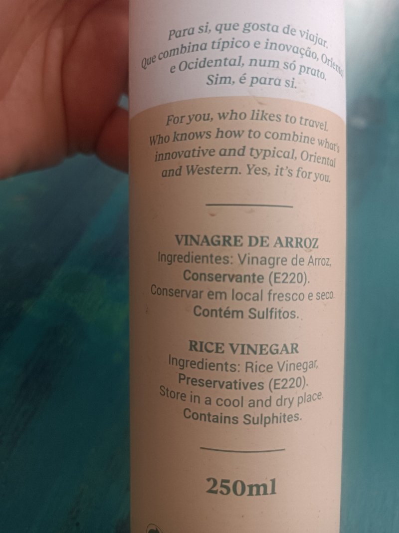 Foto da lista de ingredientes