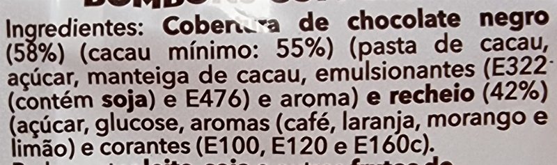 Foto da lista de ingredientes