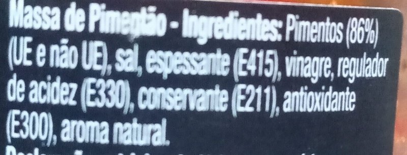 Foto da lista de ingredientes