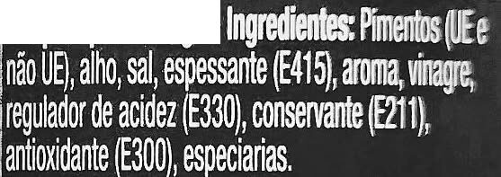 Foto da lista de ingredientes