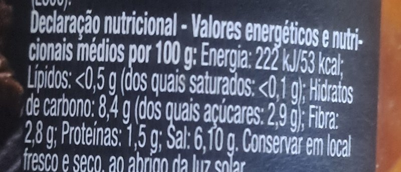Foto da tabela nutricional