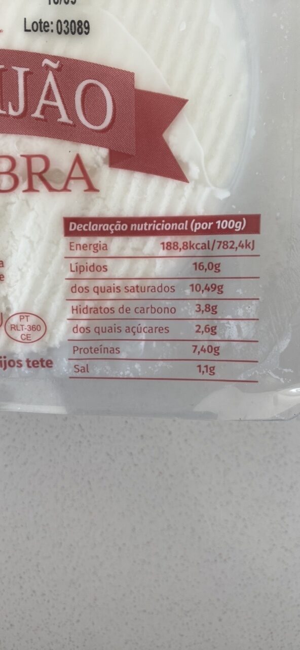 Foto da tabela nutricional