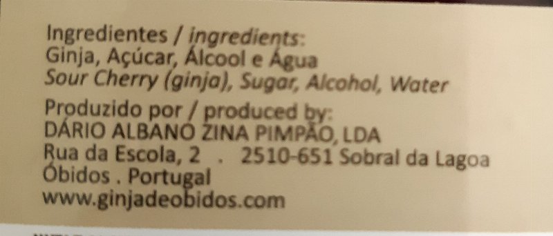 Foto da lista de ingredientes
