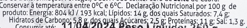 Foto da tabela nutricional