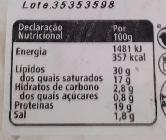 Foto da tabela nutricional