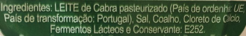 Foto da lista de ingredientes