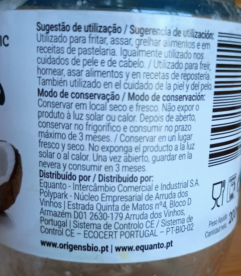 Foto da lista de ingredientes