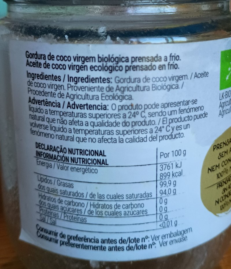 Foto da tabela nutricional