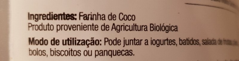 Foto da lista de ingredientes