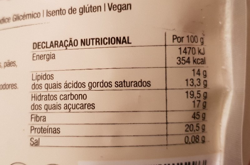 Foto da tabela nutricional