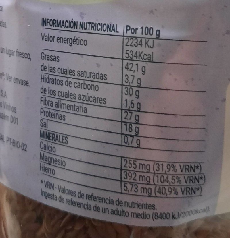 Foto da tabela nutricional