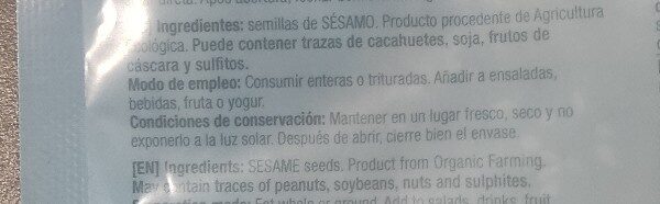 Foto da lista de ingredientes