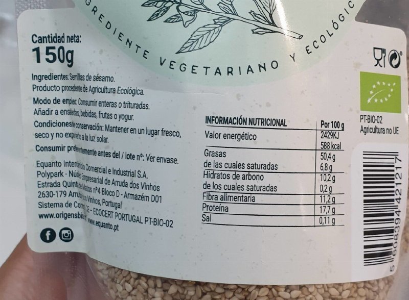 Foto da tabela nutricional
