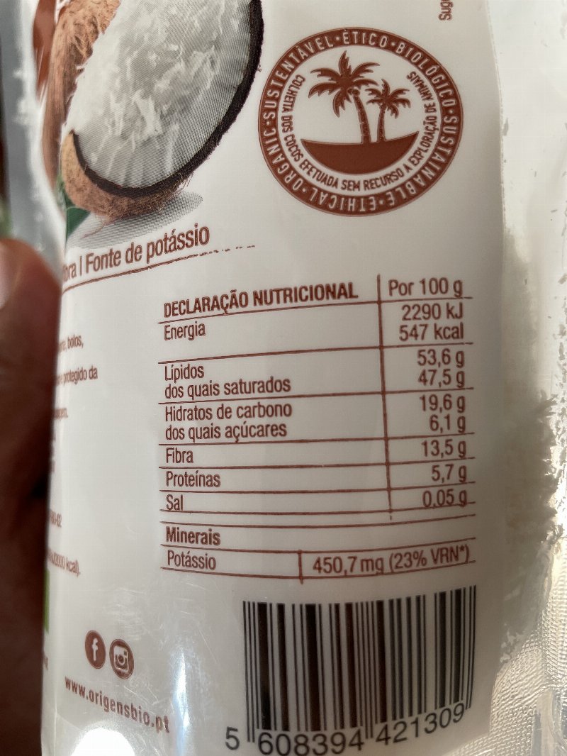 Foto da tabela nutricional