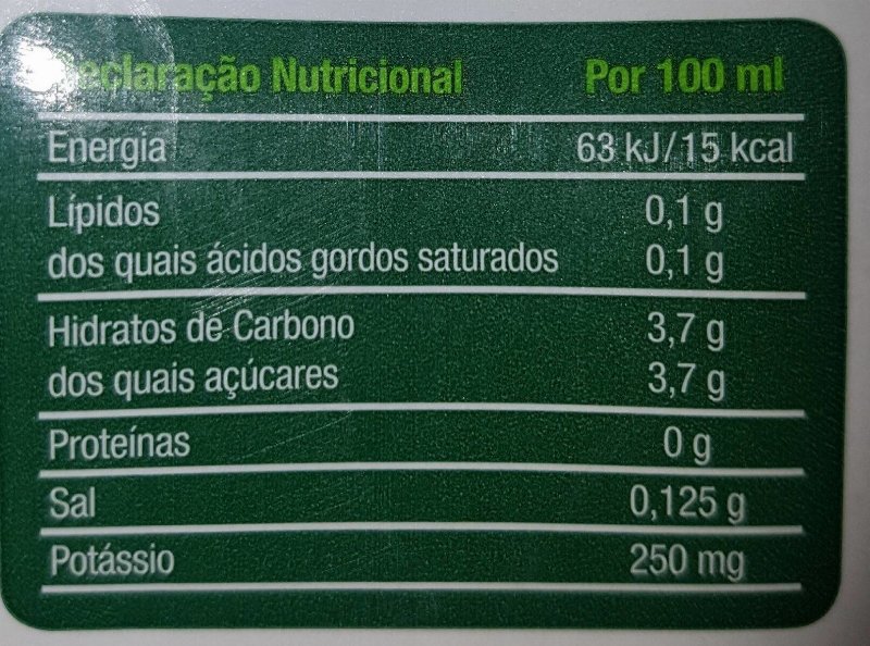 Foto da tabela nutricional
