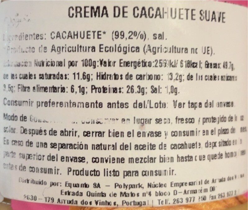 Foto da tabela nutricional