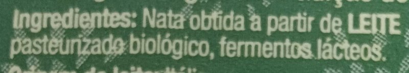 Foto da lista de ingredientes