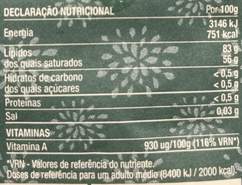 Foto da tabela nutricional