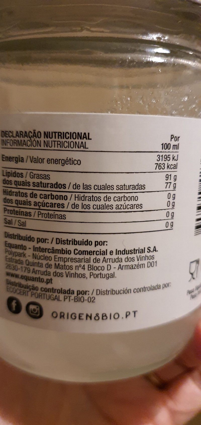 Foto da lista de ingredientes