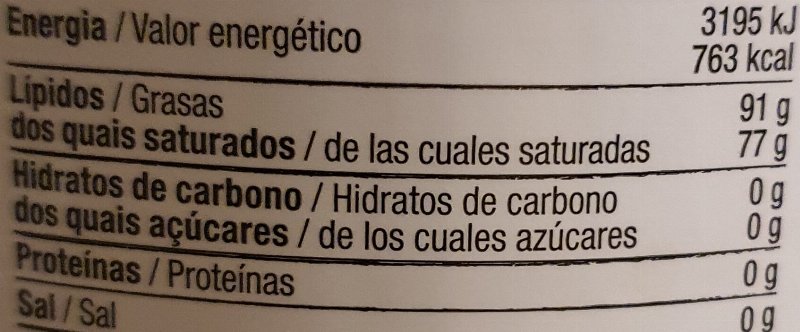Foto da tabela nutricional