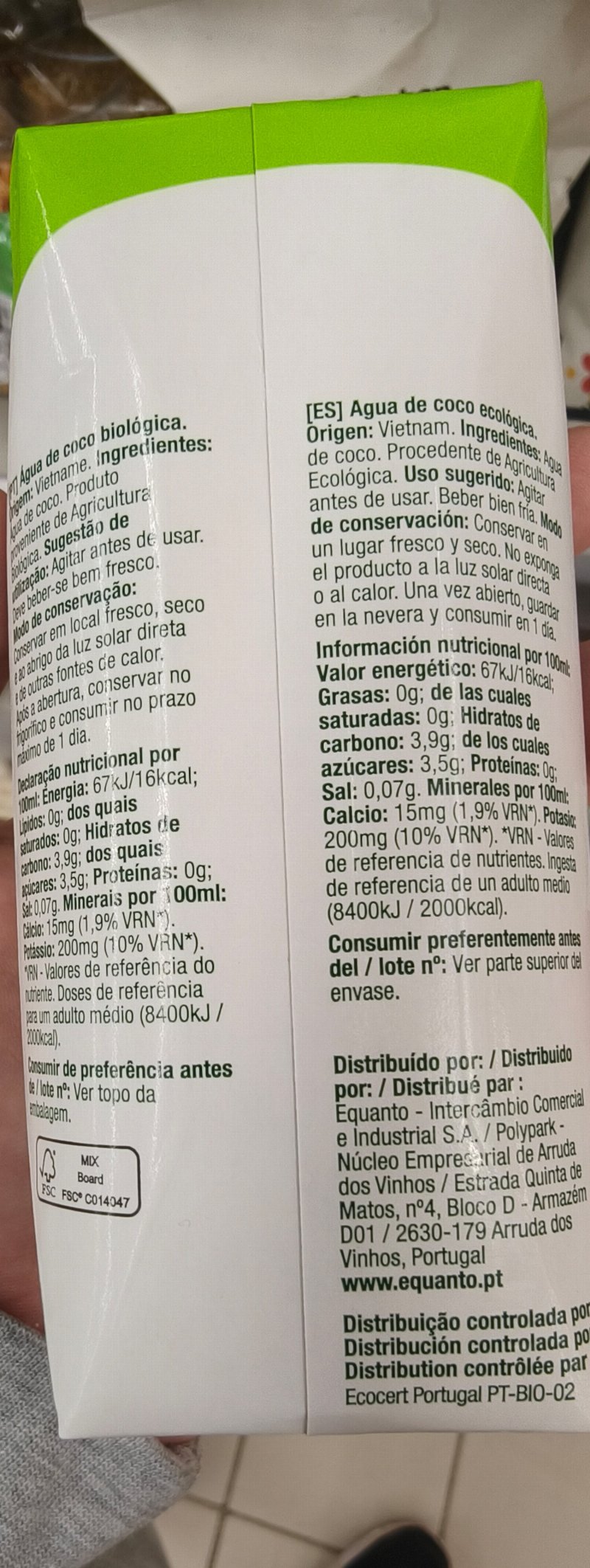 Foto da lista de ingredientes