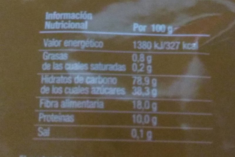 Foto da tabela nutricional