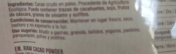 Foto da lista de ingredientes