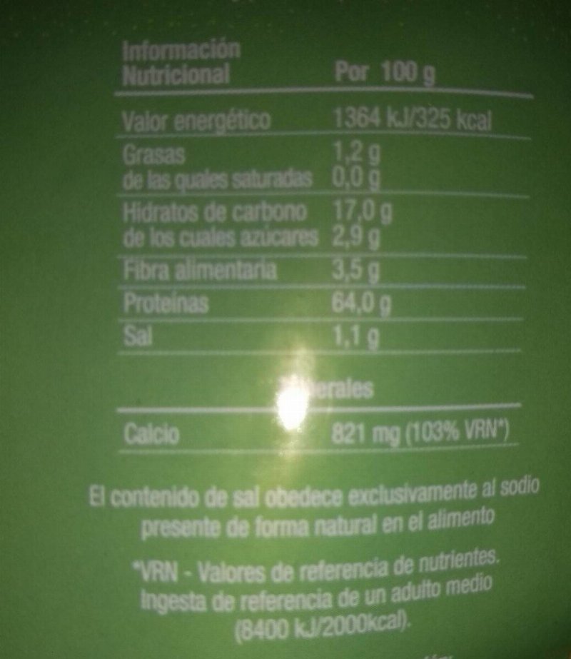 Foto da tabela nutricional