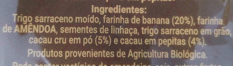 Foto da lista de ingredientes