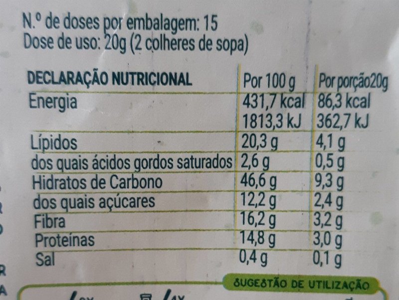 Foto da tabela nutricional