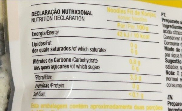 Foto da tabela nutricional
