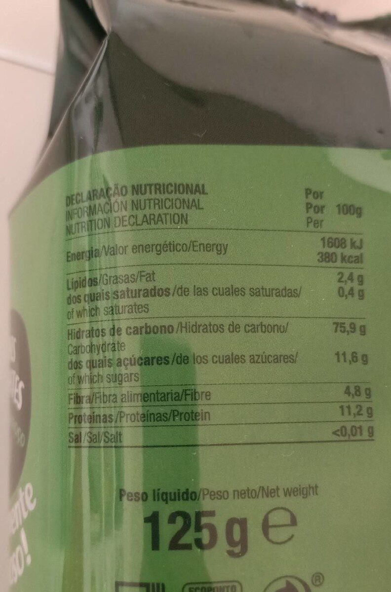 Foto da tabela nutricional