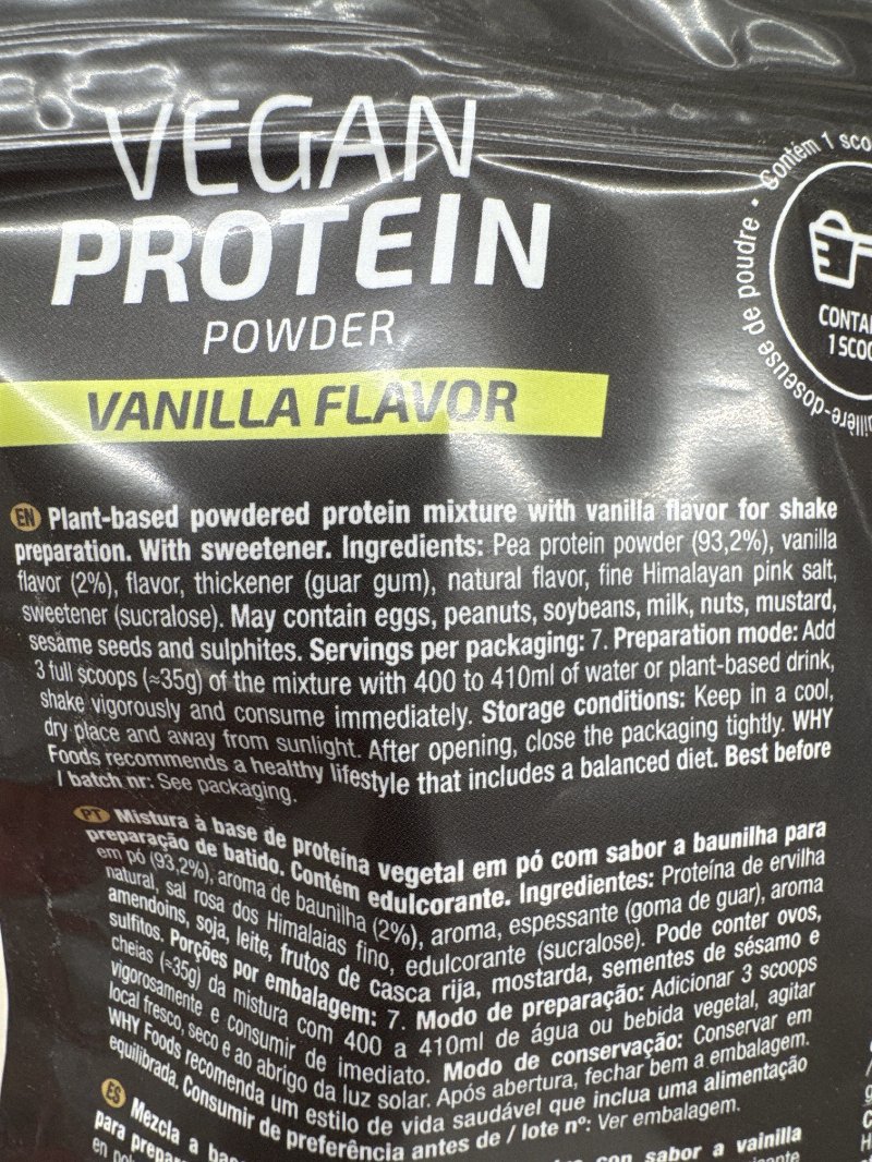 Foto da lista de ingredientes