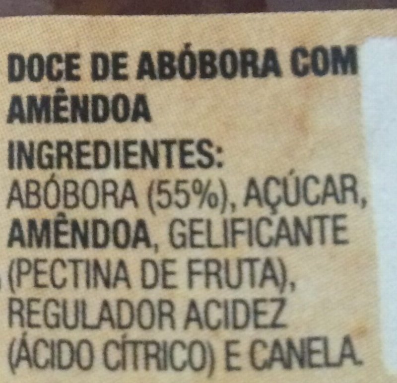 Foto da lista de ingredientes