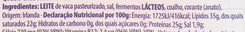 Foto da lista de ingredientes