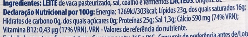 Foto da tabela nutricional