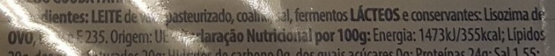 Foto da lista de ingredientes