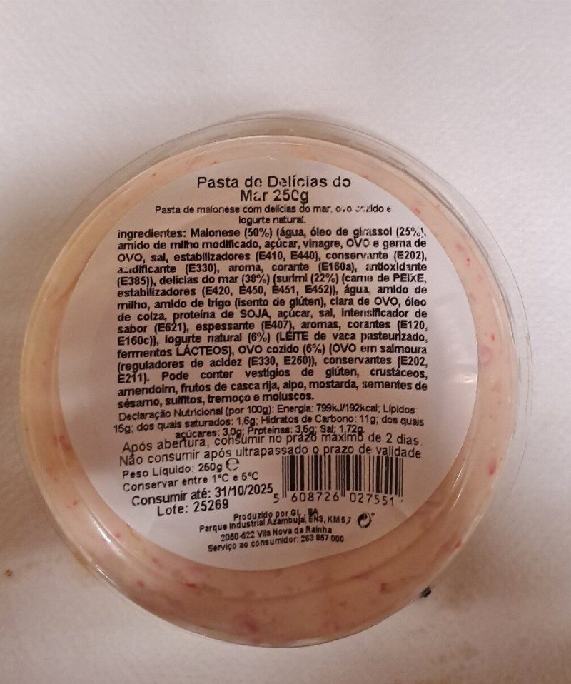 Foto da tabela nutricional