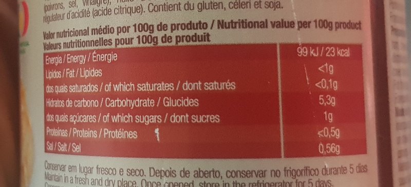 Foto da tabela nutricional