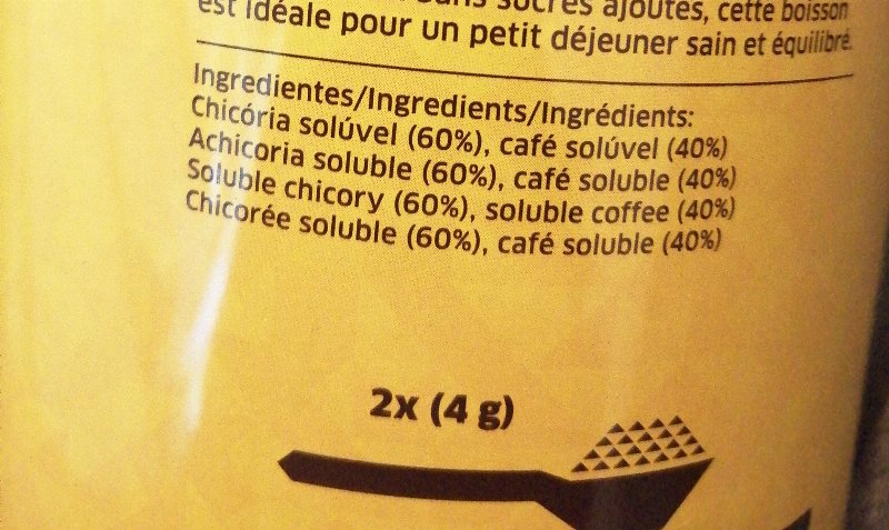 Foto da lista de ingredientes