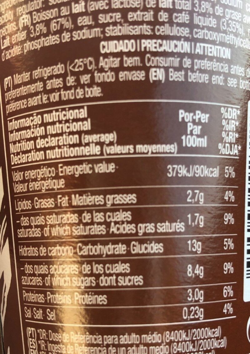 Foto da tabela nutricional
