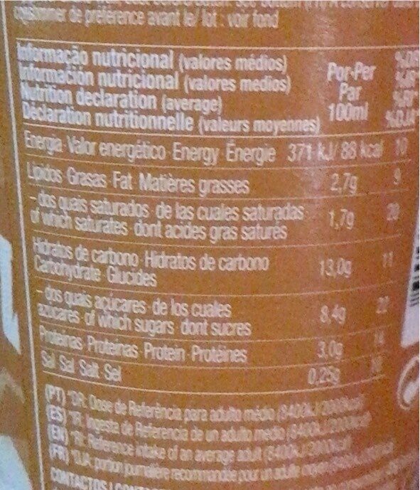 Foto da tabela nutricional