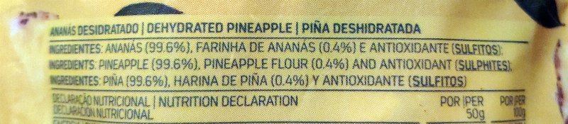 Foto da lista de ingredientes