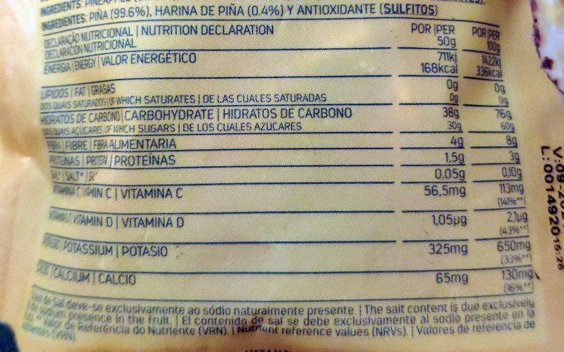 Foto da tabela nutricional