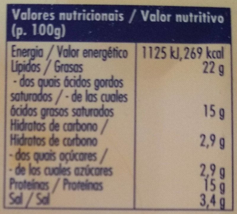 Foto da tabela nutricional