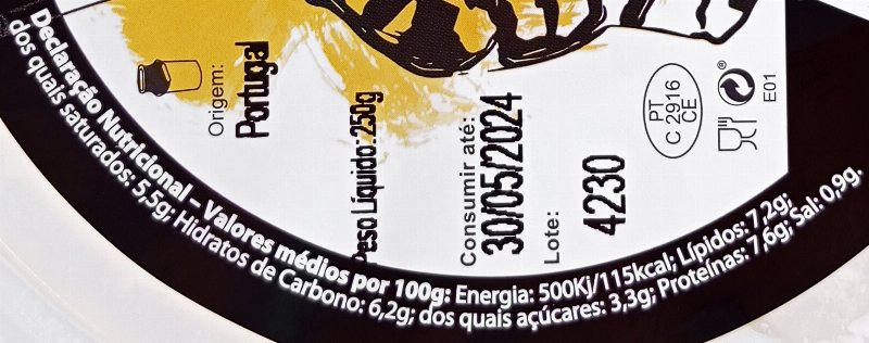Foto da tabela nutricional