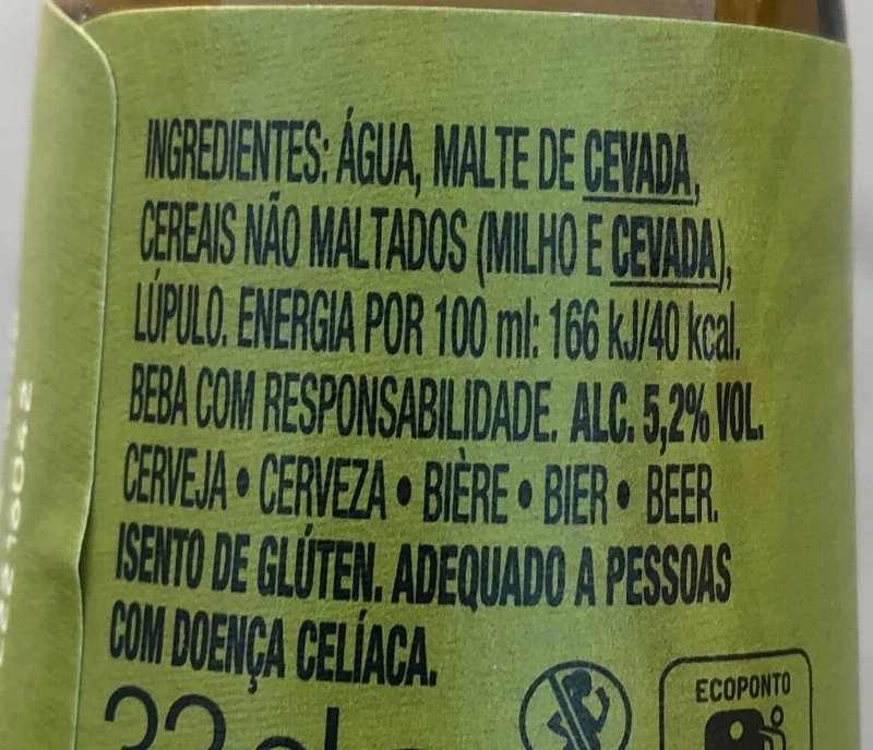 Foto da lista de ingredientes