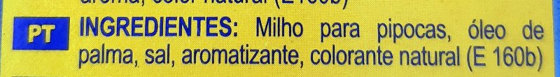Foto da lista de ingredientes