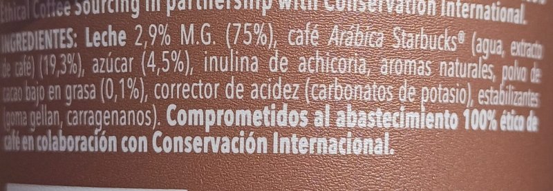 Foto da lista de ingredientes